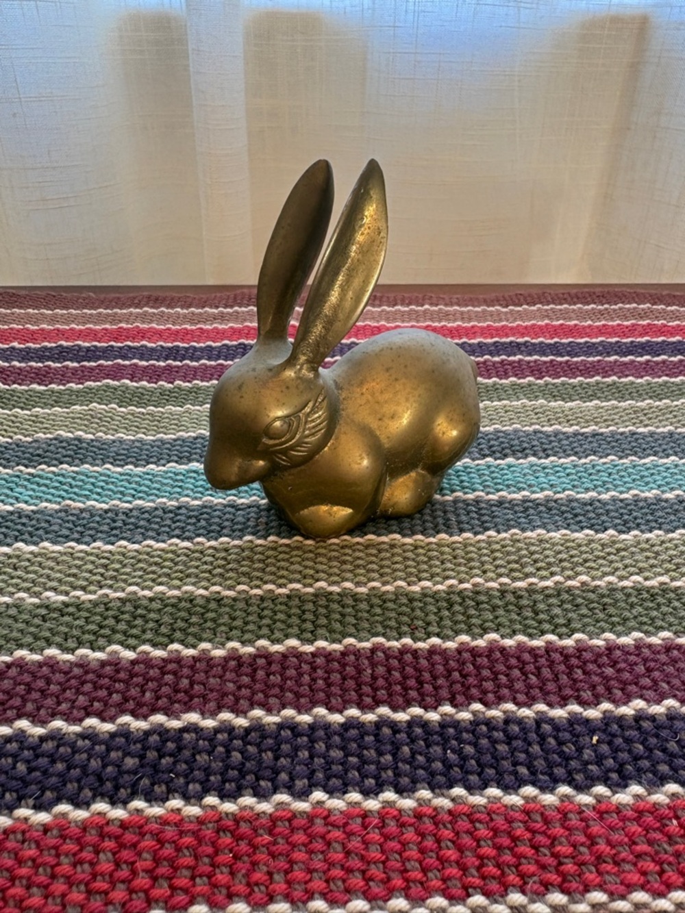 Brass Bunny Figurine - Gold Decorative Rabbit